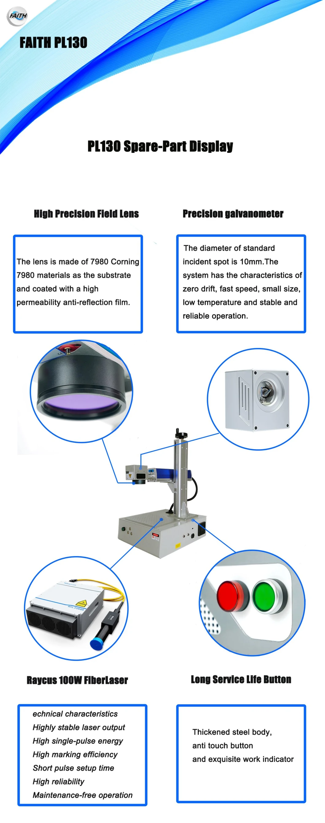 Faith Raycus Metal Steel Mini Portable 3D Rotary CNC Optical Fiber Laser