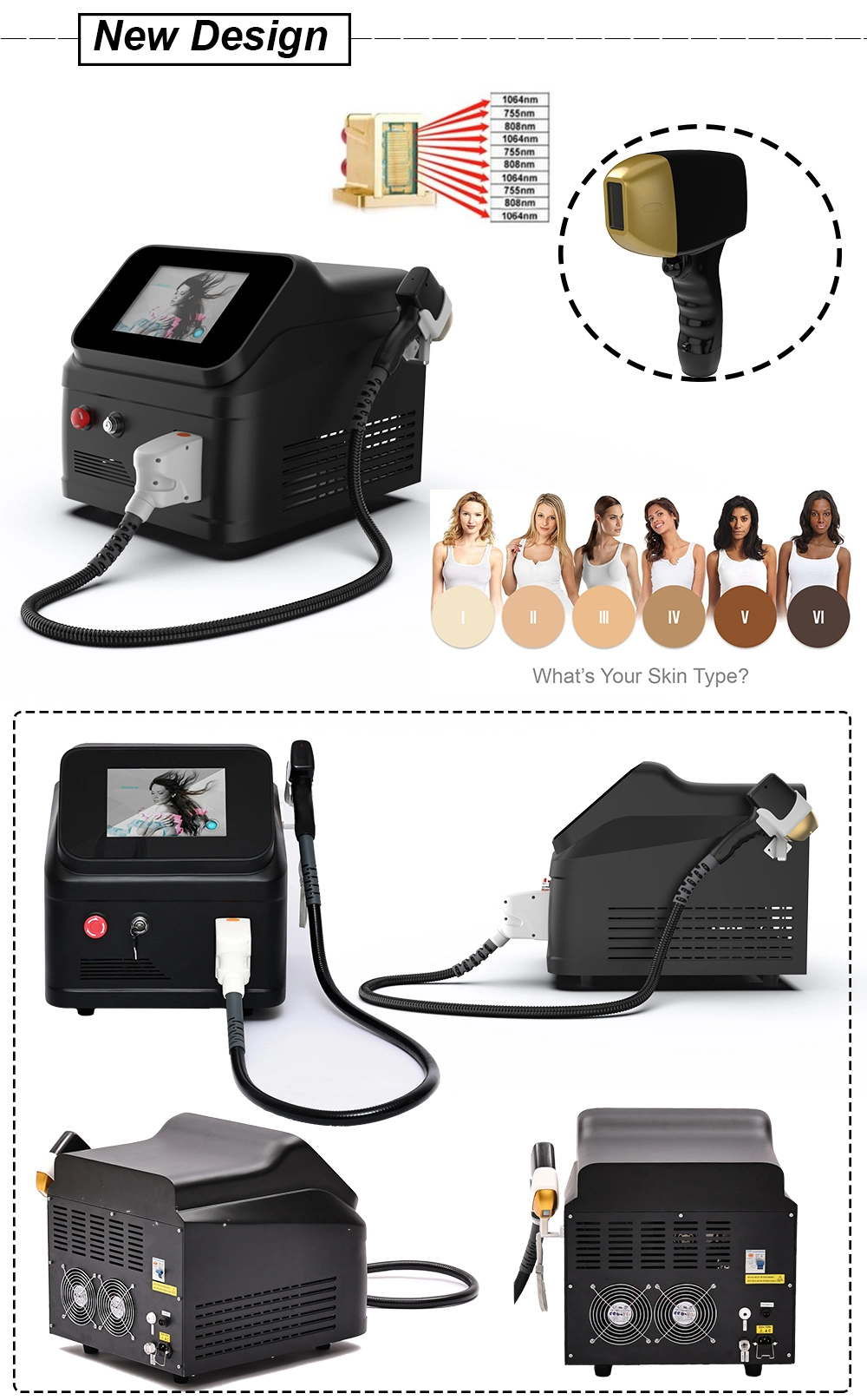 755nm 808nm 1064nm Diode Laser Permanent Laser Hair Removal Machine