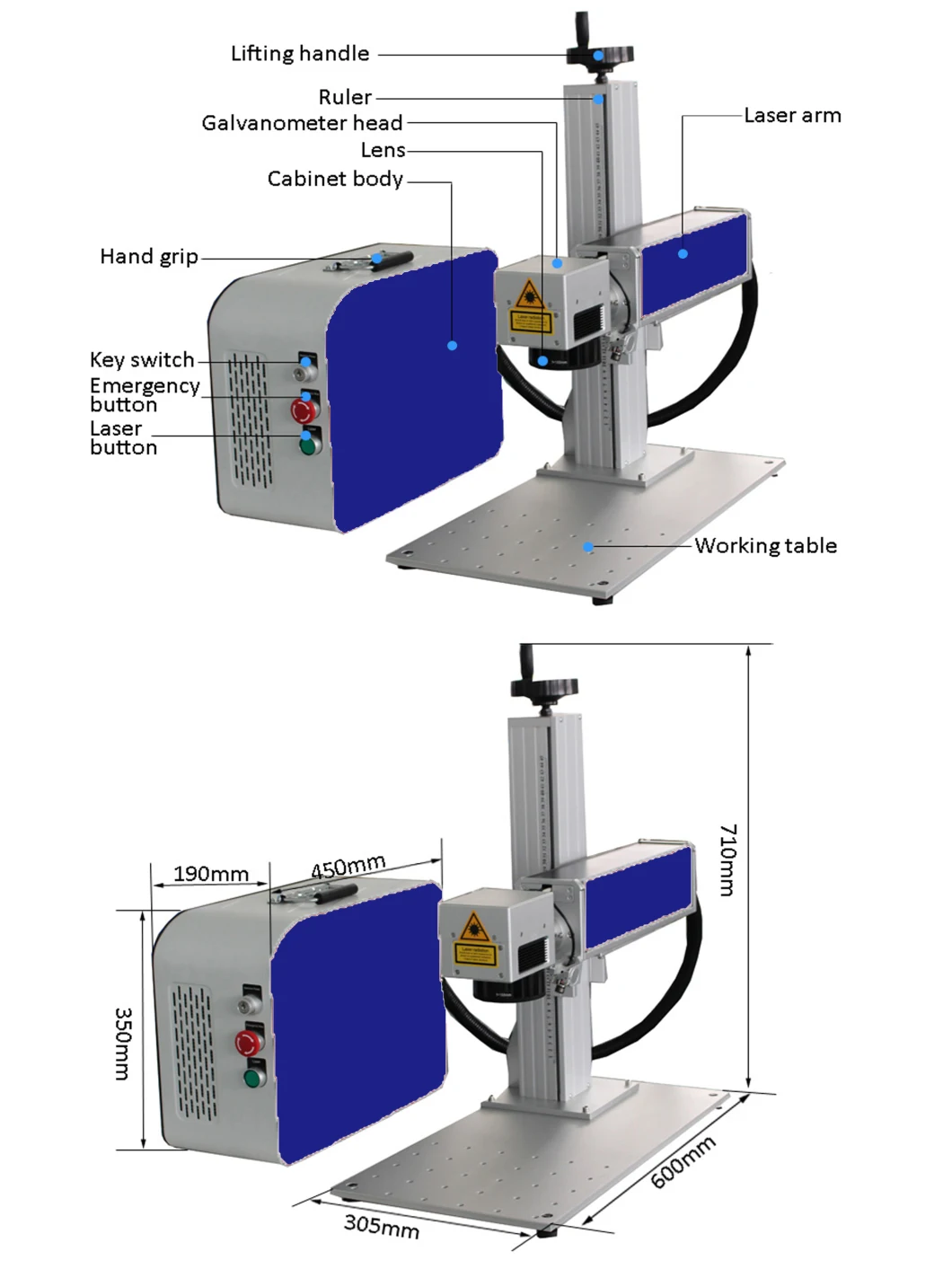 Small Mini 3D Color Portable Mopa Fiber Laser Raycus Metal