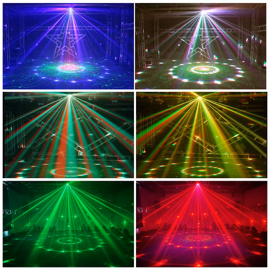 Derby 4 in 1 Multiraggio RGBW Luce laser stroboscopica UV DMX Ballata DJ